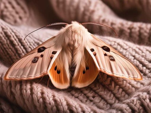 Nahaufnahme einer Motte auf einem Pullover